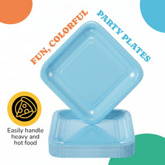 7 In. Light Blue Square Paper Plates - 20 Ct.