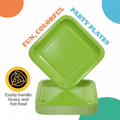 7 In. Lime Square Paper Plates - 50 Ct.
