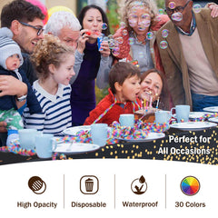 Black & Gold Celebrate Printed Plastic Table Covers | 6 Count - 54 In. x 108 In.