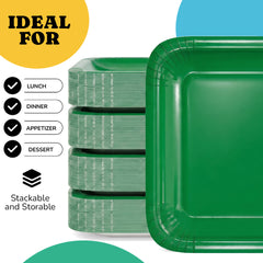 9 In. Emerald Green Square Paper Plates - 50 Ct.