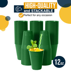 12 Oz. Emerald Green Plastic Cups | 50 Count