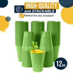 12 Oz. Lime Green Plastic Cups | 16 Count