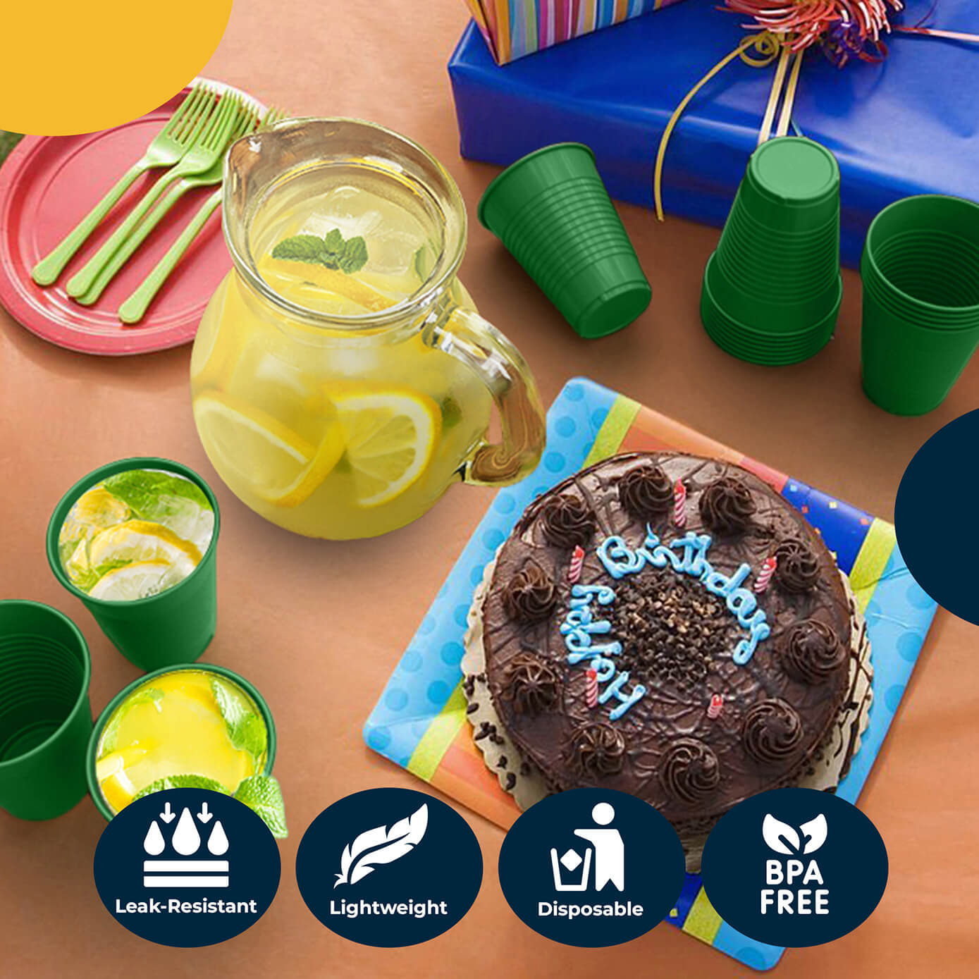 12 Oz. Emerald Green Plastic Cups | 50 Count