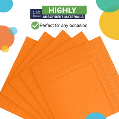 Orange Beverage Napkins - 4.75 in. x 4.75 in. | 100 Count