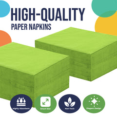 Lime Green Beverage Napkins - 4.75 in. x 4.75 in. | 100 Count