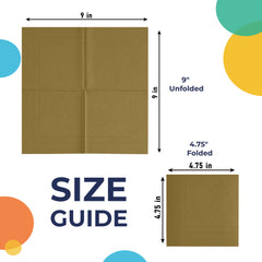 Gold Beverage Napkins - 4.75 in. x 4.75 in. | 100 Count