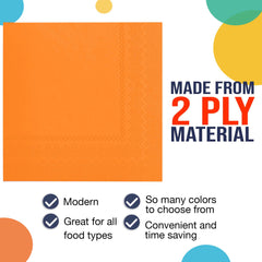 Orange Beverage Napkins - 9 in. | 1800 Count