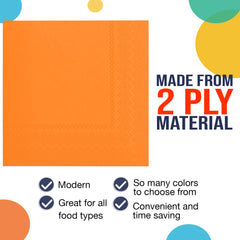 Orange Beverage Napkins - 4.75 in. x 4.75 in. | 100 Count