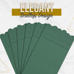 3 Ply Cypress Green Scalloped Napkins - 13 in. x 15.7 in. - 20 Ct.