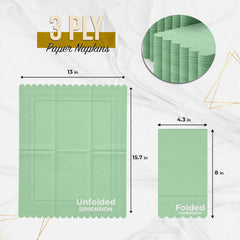 3 Ply Pistachio Green Scalloped Napkins - 13 in. x 15.7 in. - 20 Ct.