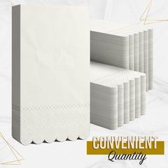 3 Ply Ivory Scalloped Napkins - 13 in. x 15.7 in. - 20 Ct.