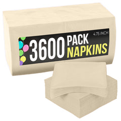 Ivory Beverage Napkins - 4.75 in. x 4.75 in. | Case of 3600