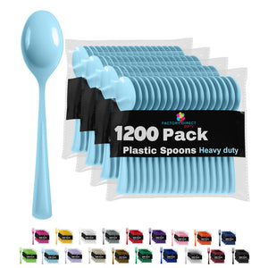 Heavy Duty Light Blue Plastic Spoons - 7 in. | Case of 1200