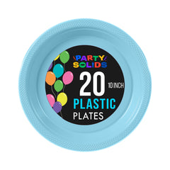 10 In. Light Blue Plastic Plates - 20 Ct.