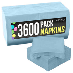Light Blue Luncheon Napkins - 6.75 in. x 6.75 in. | Case of 3600