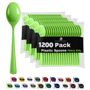 Heavy Duty Lime Green Plastic Spoons - 7 in. | Case of 1200