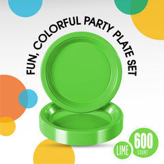 9 In. Lime Green Plastic Plates | Case of 600