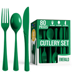 Heavy Duty Emerald Green Cutlery Combo - 80 Count