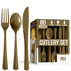 Heavy Duty Gold Cutlery Combo - 80 Count