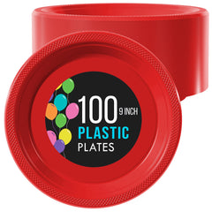 Little Gym - 9 In. Red Plastic Plates | 100 Count