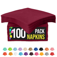Burgundy Beverage Napkins - 4.75 in. x 4.75 in. | 100 Count