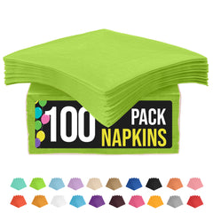 Lime Green Beverage Napkins - 4.75 in. x 4.75 in. | 100 Count