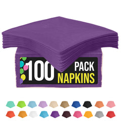 Purple Beverage Napkins - 4.75 in. x 4.75 in. | 100 Count