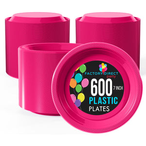 7 Inch Cerise Plastic Plates - 600 Count
