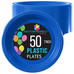 7 In. Dark Blue Plastic Plates | 50 Count
