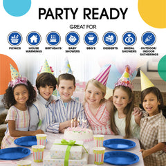 10 In. Dark Blue Plastic Plates | 50 Count