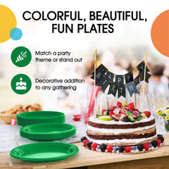 7 In. Emerald Green Plastic Plates | 8 Count