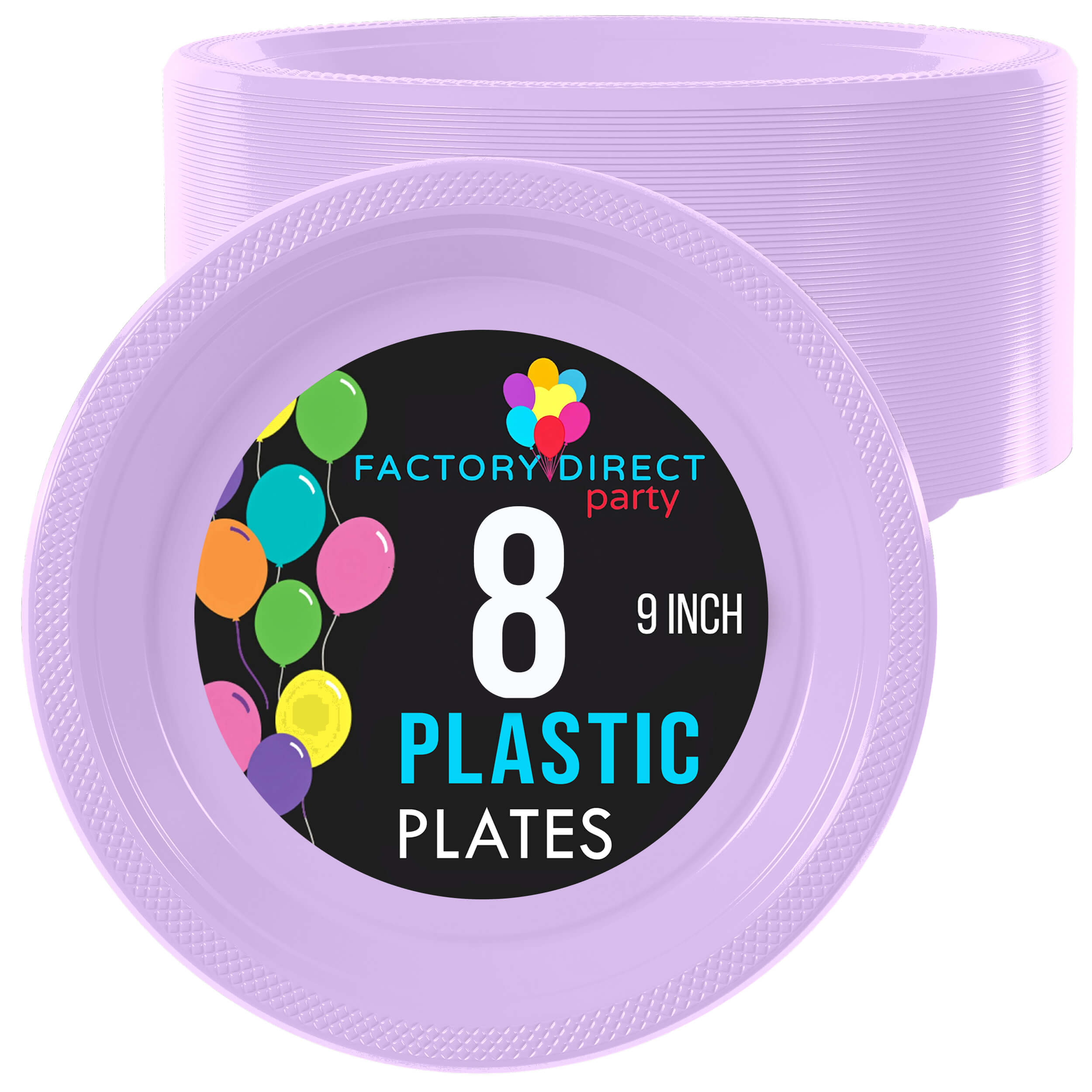 9 In. Lavender Plastic Plates | 8 Count