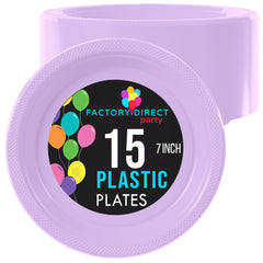 7 In. Lavender Plastic Plates | 15 Count