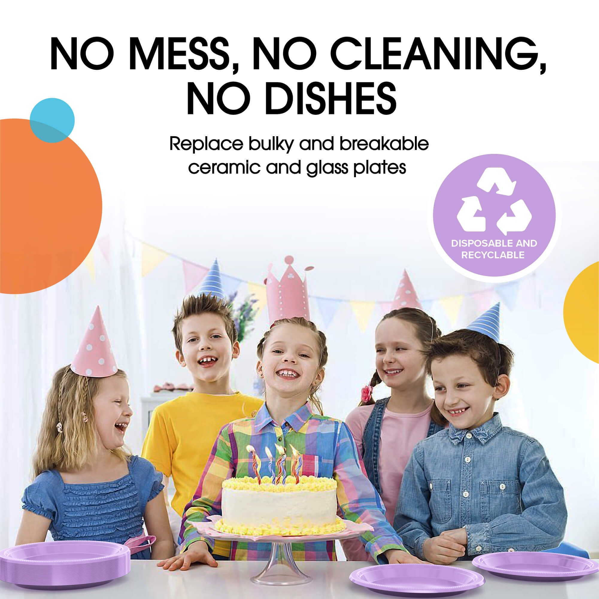 9 In. Lavender Plastic Plates | 8 Count