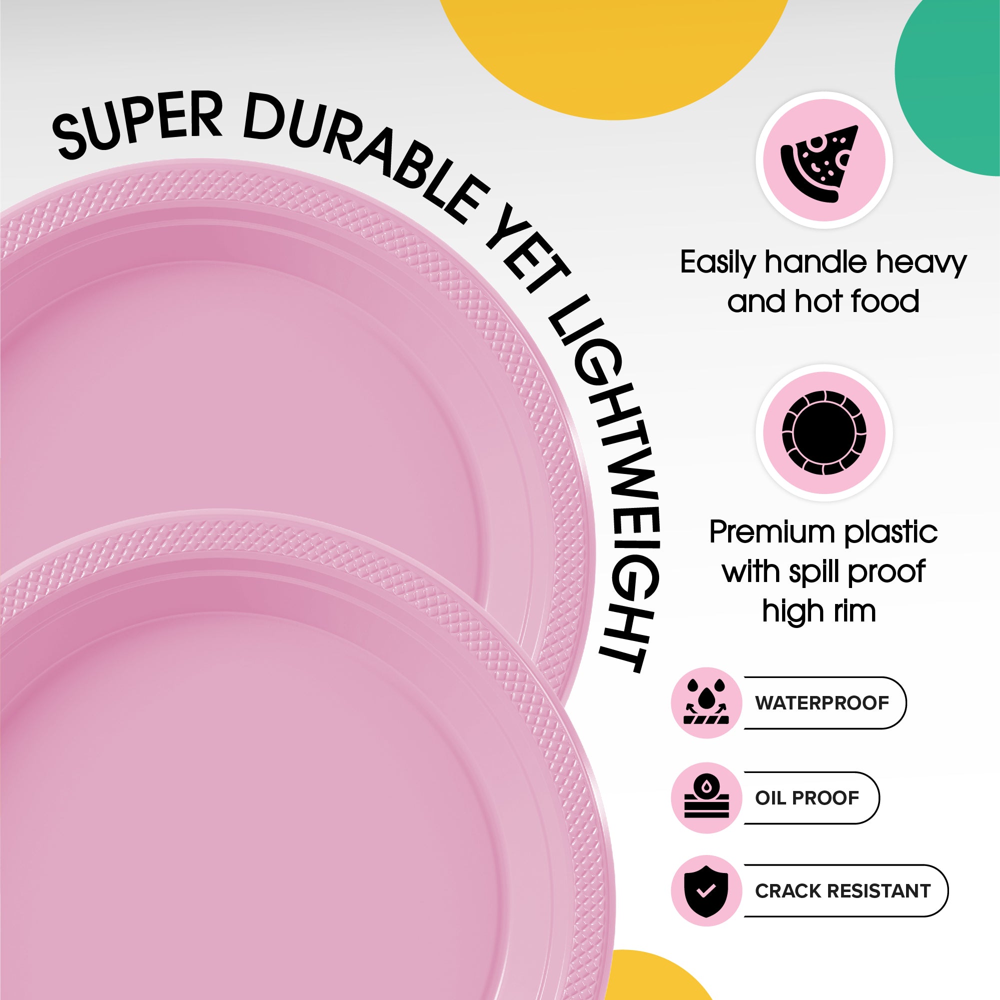 9 In. Pink Plastic Plates | 8 Count