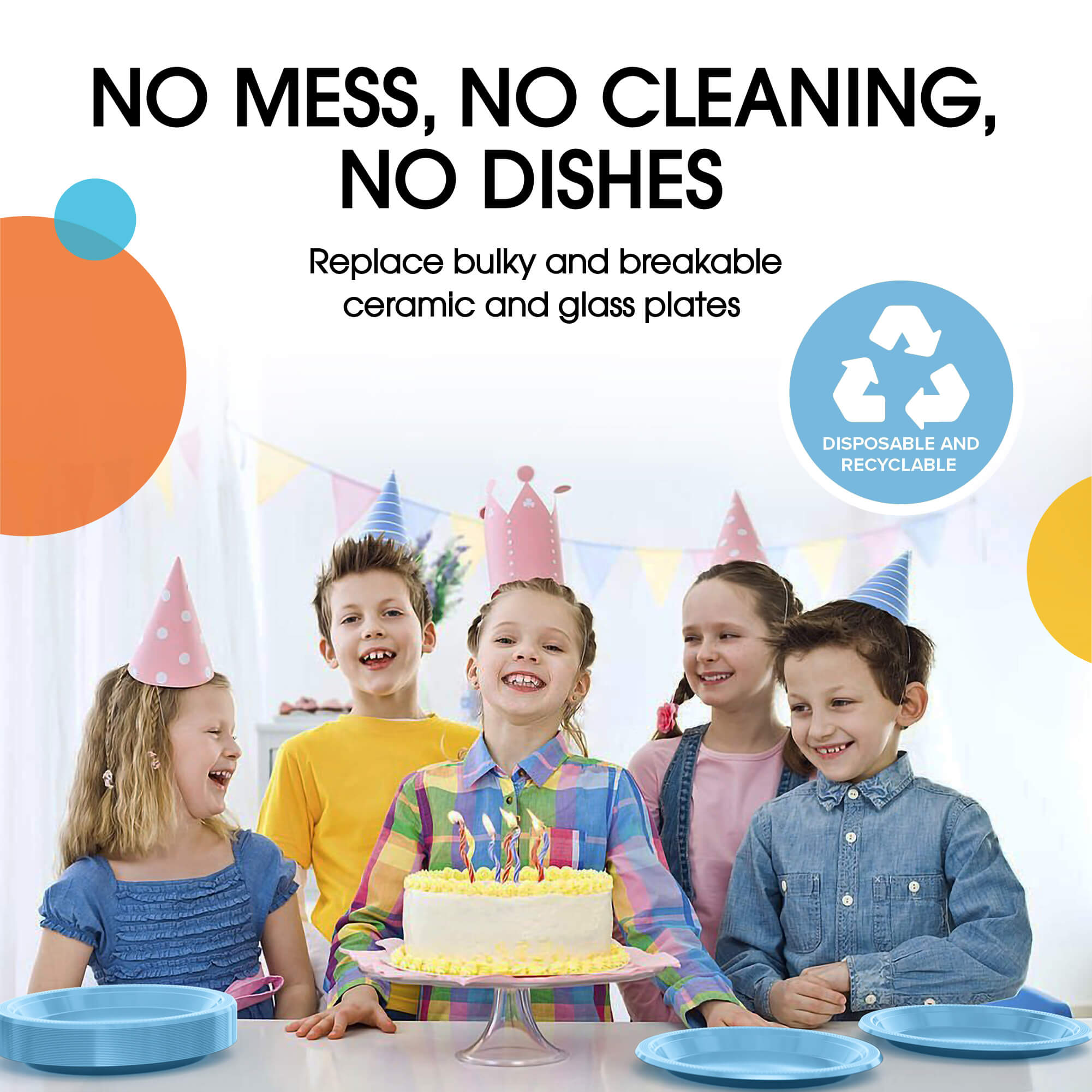 7 In. Light Blue Plastic Plates | 8 Count