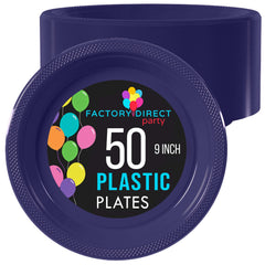 9 In. Navy Plastic Plates | 50 Count