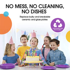 9 In. Purple Plastic Plates | 8 Count