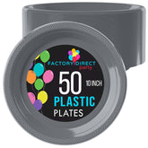 10 In. Silver Plastic Plates | 50 Count
