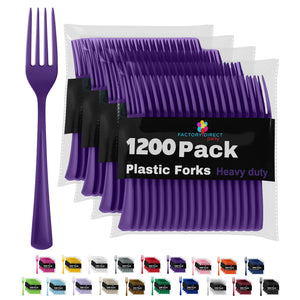 Heavy Duty Purple Plastic Forks - 7.5 in. | Case of 1200
