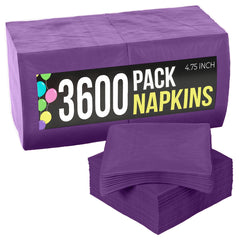 Purple Beverage Napkins - 4.75 in. x 4.75 in. | Case of 3600