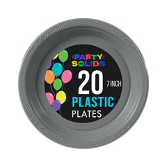7 In. Silver Plastic Plates - 20 Ct.