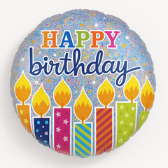 18-Inch Holographic "Happy Birthday" Foil Balloon