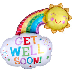 Get Well Soon Rainbow & Sunshine Super Shape Foil Balloon