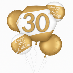 Golden Age 30th Birthday Foil Balloon Bouquet - 5 Piece Set