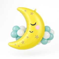 Crescent Moon Foil Super Shape Balloon with Latex Accents