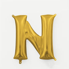 Gold Metallic Foil Letter "N" Balloon - Air Filled