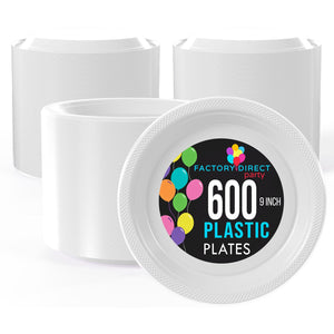 9 In. White Plastic Plates | Case of 600
