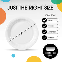 9 In. White Paper Plates - 50 Ct.