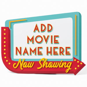 Customizable Movie Night Easel Sign - "Now Showing" Marquee